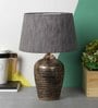 Dijon Grey Fabric Shade Night Lamp With Teracotta Base