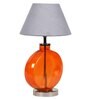 Grey Fabric Shade Table Lamp With Orange Base