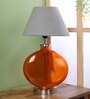 Grey Fabric Shade Table Lamp With Orange Base