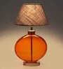 Grey Fabric Shade Table Lamp With Orange Base