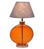 Grey Fabric Shade Table Lamp With Orange Base