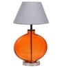 Grey Fabric Shade Table Lamp With Orange Base