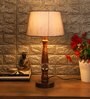 Grey Fabric Shade Table Lamp with White and Brown Base