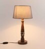 Grey Fabric Shade Table Lamp with White and Brown Base