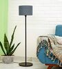 Grey Floor Lamp with Wooden Base