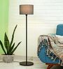 Grey Floor Lamp with Wooden Base