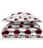 Red and White Floral 180 TC Cotton Single Bedsheet with 1 Pillow Cover