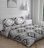 Grey Patterned 144 TC Cotton (Set of 4) Double Bed Bedding Sets