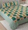 Green Floral 144 TC Cotton King Bedsheet and 2 Pillow Cover