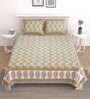 Grey Floral 144 TC Cotton King Bedsheet and 2 Pillow Cover