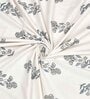 Grey Floral 144 TC Cotton King Bedsheet and 2 Pillow Cover