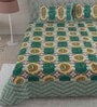 Green Floral 144 TC Cotton King Bedsheet and 2 Pillow Cover