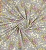 Grey Floral 144 TC Cotton King Bedsheet and 2 Pillow Cover