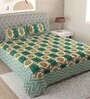 Green Floral 144 TC Cotton King Bedsheet and 2 Pillow Cover