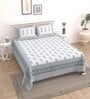 Grey Floral 144 TC Cotton King Bedsheet and 2 Pillow Cover