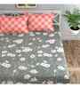 Grey Floral 144 TC Cotton King Fitted Bedsheet Bedsheet 2 Pillow Prime Collection