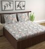 Grey Floral 144 TC Cotton Queen Sized Bed Sheets with 2 Pillow Covers