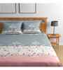 Grey Floral 144 TC Cotton Queen Sized Bedsheet Bedsheet 2 Pillow Rose Collection