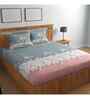 Grey Floral 144 TC Cotton Queen Sized Bedsheet Bedsheet 2 Pillow Rose Collection