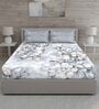 Grey Floral 144 TC Cotton Queen Sized Bed Sheets with 2 Pillow Covers