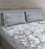 Grey Floral 144 TC Cotton Queen Sized Bed Sheets with 2 Pillow Covers