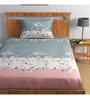 Grey Floral 144 TC Cotton Single Bed Sheet Bedsheet 1 Pillow Rose Collection