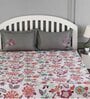Grey Floral 150 TC Cotton Queen Sized Bed Sheets with 2 Pillow Covers