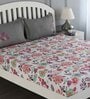 Grey Floral 150 TC Cotton Queen Sized Bed Sheets with 2 Pillow Covers