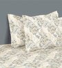 Grey Floral 160 TC Cotton Fitted Double Bedsheet with 2 pillow cover