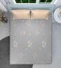 Grey Floral 160 TC Microfiber Queen Sized Double Bedsheet with 2 Pillow Covers Petal Harmony Collection