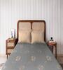 Grey Floral 160 TC Microfiber Queen Sized Double Bedsheet with 2 Pillow Covers Petal Harmony Collection