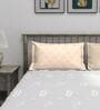 Grey Floral 160 TC Microfiber Single Sized Bedsheet with 1 Pillow Cover Petal Harmony Collection