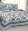 Grey Floral 180 TC Cotton  King Sized Bedsheet with 2 Pillow Covers