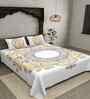 Grey Floral 180 TC Cotton  King Sized Bedsheet with 2 Pillow Covers