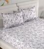 Grey Floral 180 TC Cotton King Bedhseet 2 pillow covers
