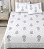 Grey Floral 180 TC Cotton King Size Bedsheet With 2 Pillow Cover