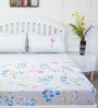 Grey Floral 180 TC Cotton Queen Sized Bed Sheets with 2 Pillow Covers