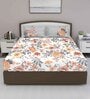 Grey Floral 180 TC Cotton Queen Sized Bed Sheets with 2 Pillow Covers