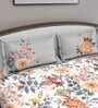 Grey Floral 180 TC Cotton Queen Sized Bed Sheets with 2 Pillow Covers
