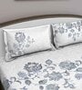 Grey Floral 180 TC Cotton Queen Sized Bed Sheets with 2 Pillow Covers