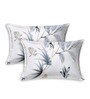 Grey Floral 186 TC 100 % cotton Double Bedsheet with 2 Pillow Covers