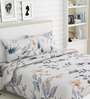 Grey Floral 186 TC 100 % cotton Double Bedsheet with 2 Pillow Covers