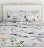 Grey Floral 186 TC 100 % cotton Double Bedsheet with 2 Pillow Covers