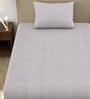 Grey Floral 186 TC Cotton Single Bedsheet with 1 Pillow cover
