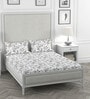 Grey Floral 200 TC 100% Cotton Double Bedsheet With 2 Pillow Covers Solana Collection