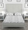 Grey Floral 200 TC 100% Cotton Double Bedsheet With 2 Pillow Covers Solana Collection