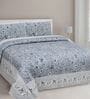 Grey Floral 210 TC Cotton King Sized Bed Sheets with 2 Pillow Covers