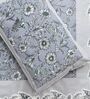 Grey Floral 210 TC Cotton King Sized Bed Sheets with 2 Pillow Covers
