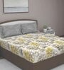 Grey Floral 210 TC Cotton Queen Sized Bed Sheets with 2 Pillow Covers