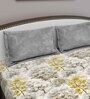 Grey Floral 210 TC Cotton Queen Sized Bed Sheets with 2 Pillow Covers